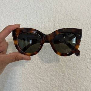 Celine Havana Cat Eye Plastic Womens Sunglasses